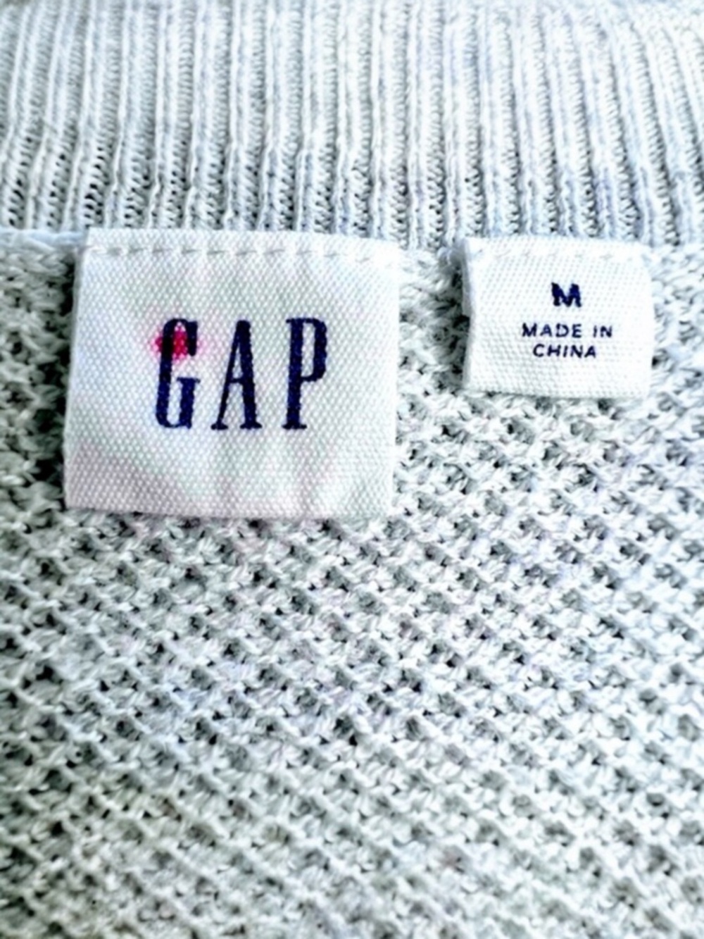 GAP Bella Crewneck Knit Sweater Gray Lightweight Waffle Top Medium - Picture 3 of 16